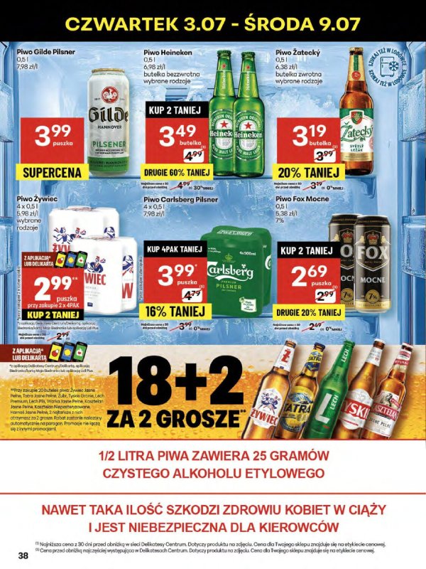 Delikatesy Centrum - gazetka promocyjna Gazetka  do środy 09.07 - strona 38