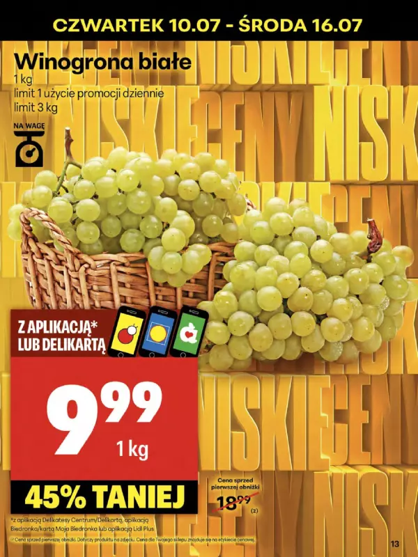 Delikatesy Centrum - gazetka promocyjna Gazetka  do środy 16.07 - strona 13