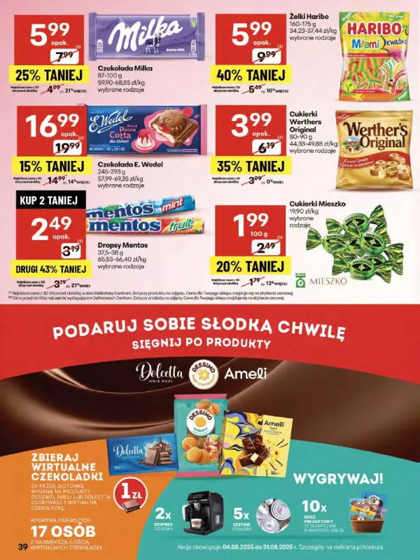 Delikatesy Centrum - gazetka promocyjna Gazetka  do środy 20.08 - strona 39