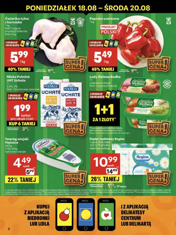 Delikatesy Centrum - gazetka promocyjna Gazetka  do środy 20.08 - strona 2