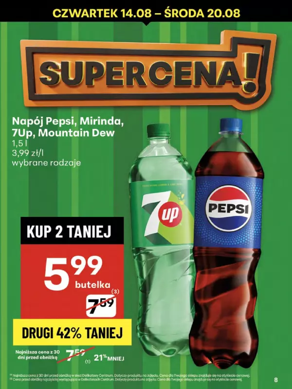 Delikatesy Centrum - gazetka promocyjna Gazetka  do środy 20.08 - strona 8