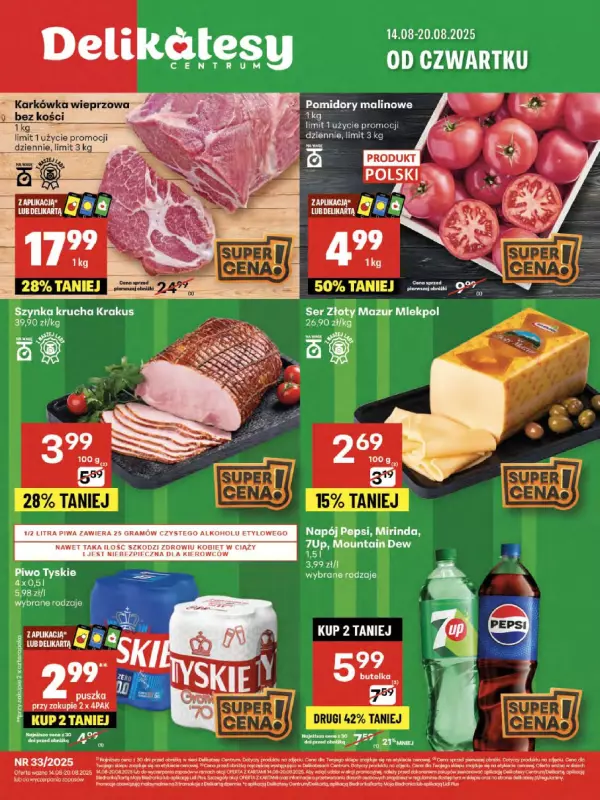 Delikatesy Centrum - gazetka promocyjna Gazetka  do środy 20.08