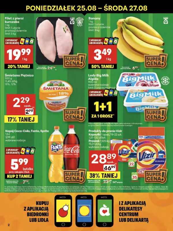 Delikatesy Centrum - gazetka promocyjna Gazetka  do środy 27.08 - strona 2