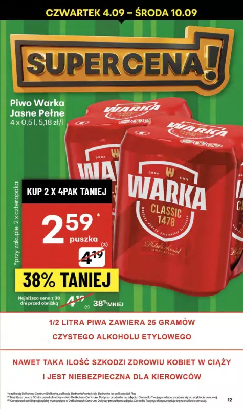 Delikatesy Centrum - gazetka promocyjna Gazetka  do środy 10.09 - strona 12