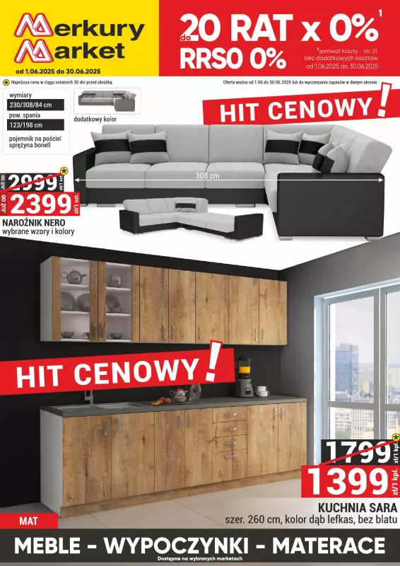 Merkury Market - gazetka promocyjna Gazetka Meble, wypoczynki, materace od niedzieli 01.06 do poniedziałku 30.06