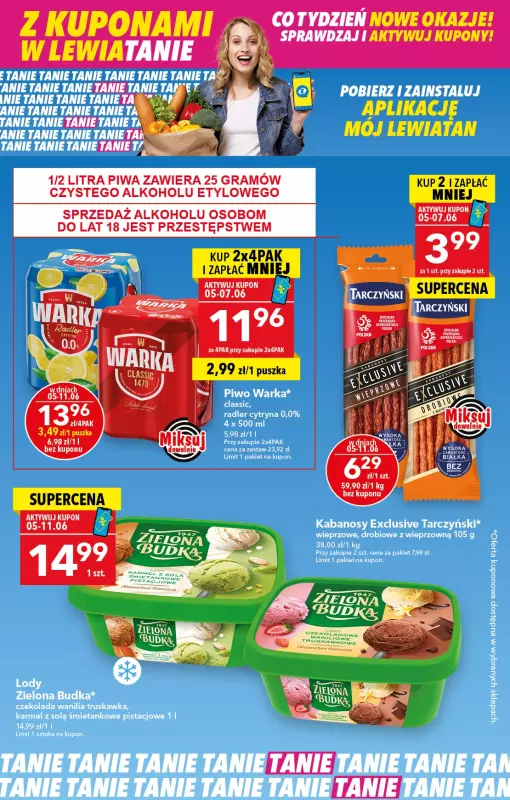 LEWIATAN - gazetka promocyjna Z kuponami w Lewiatanie  do środy 11.06