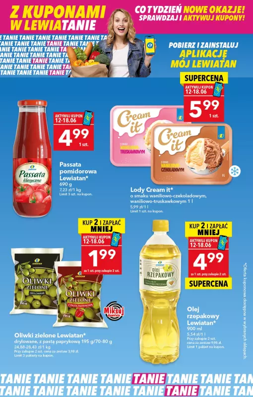 LEWIATAN - gazetka promocyjna Z kuponami w Lewiatanie od czwartku 12.06 do środy 18.06