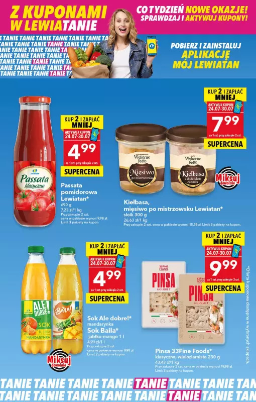 LEWIATAN - gazetka promocyjna Z kuponami w Lewiatanie od czwartku 24.07 do środy 30.07