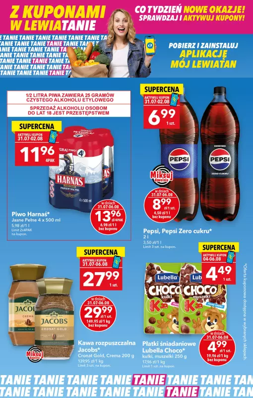 LEWIATAN - gazetka promocyjna Z kuponami w Lewiatanie od czwartku 31.07 do środy 06.08