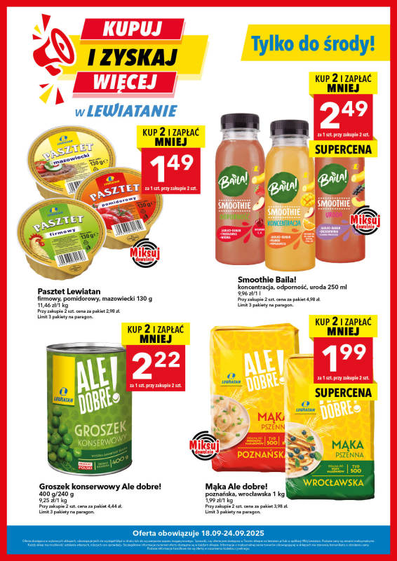 LEWIATAN - gazetka promocyjna Kupuj i zyskaj więcej od czwartku 18.09 do środy 24.09