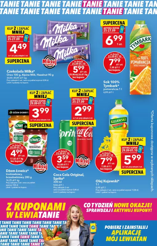 LEWIATAN - gazetka promocyjna Z kuponami w Lewiatanie  do środy 01.10