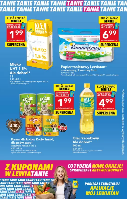 LEWIATAN - gazetka promocyjna Z kuponami w Lewiatanie od czwartku 02.10 do środy 08.10