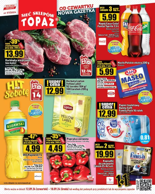 TOPAZ - gazetka promocyjna Gazetka od czwartku 12.09 do środy 18.09