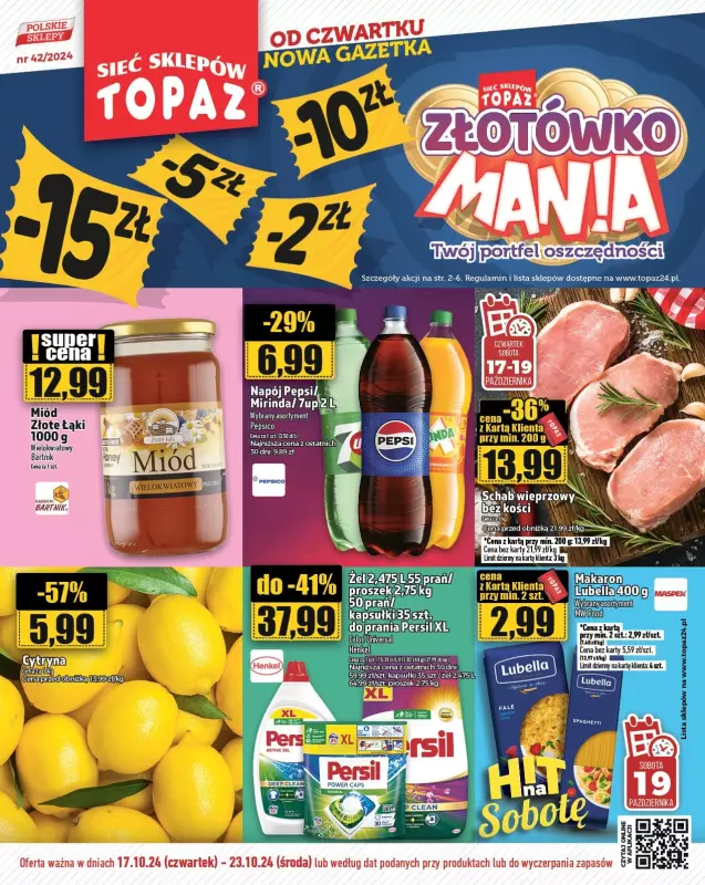 TOPAZ - gazetka promocyjna Gazetka od czwartku 17.10 do środy 23.10