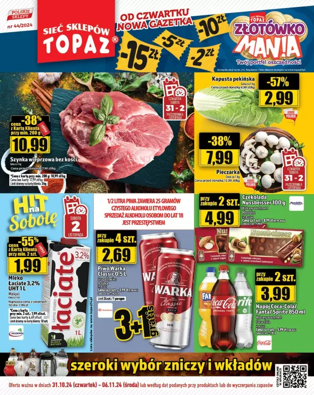 TOPAZ - gazetka promocyjna Gazetka od czwartku 31.10 do środy 06.11