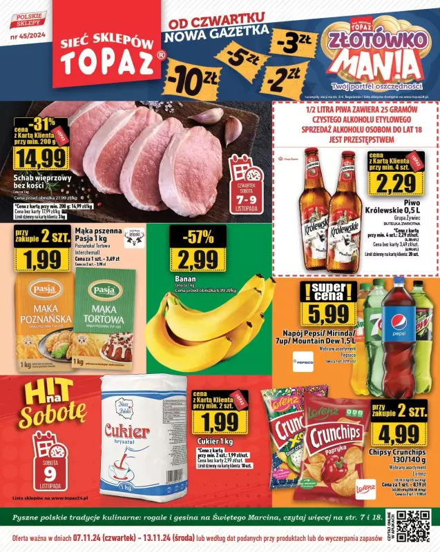 TOPAZ - gazetka promocyjna Gazetka od czwartku 07.11 do środy 13.11