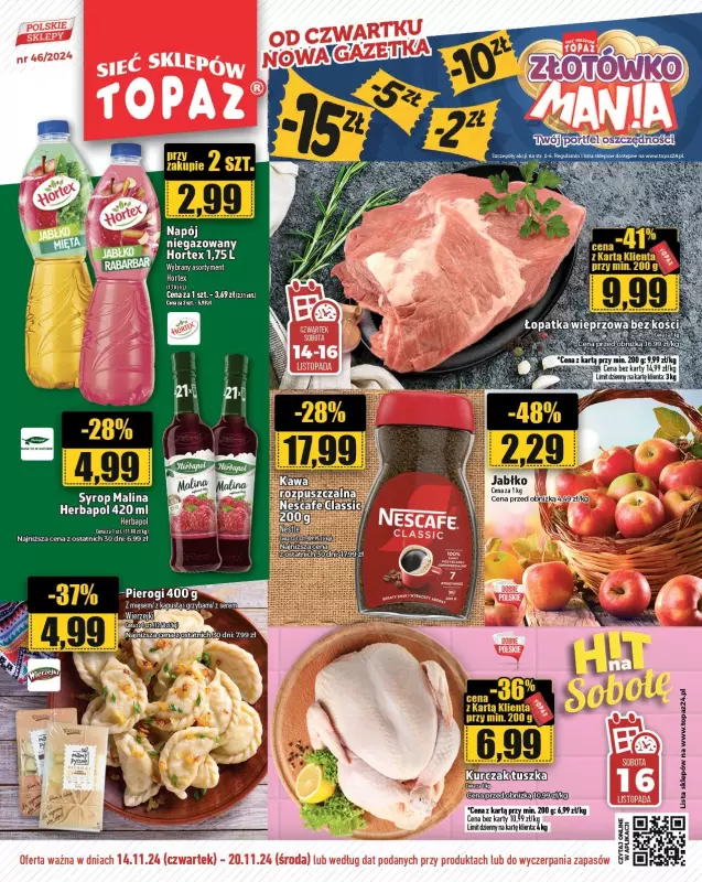 TOPAZ - gazetka promocyjna Gazetka od czwartku 14.11 do środy 20.11