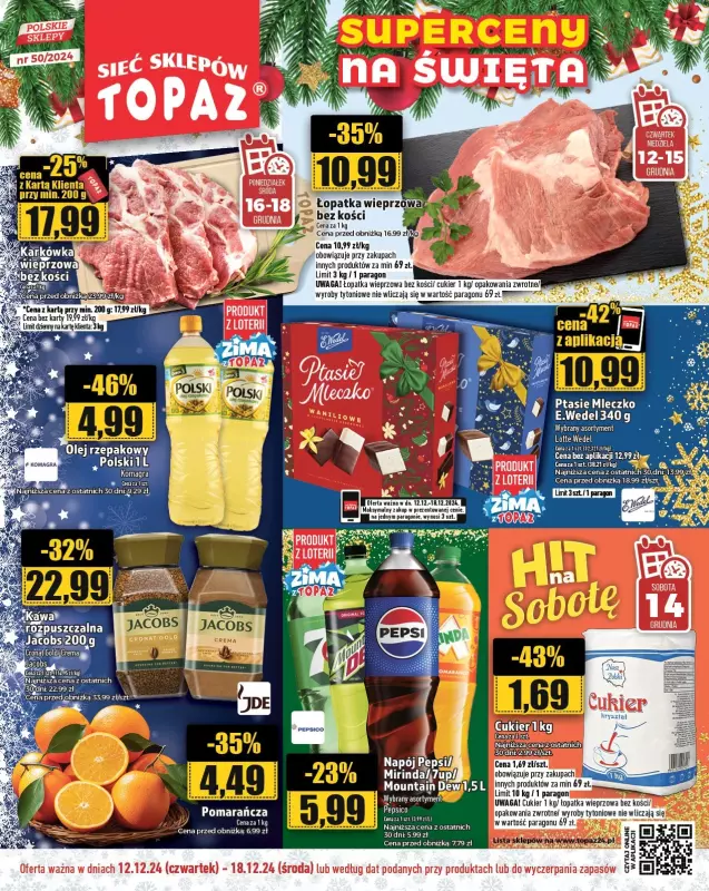 TOPAZ - gazetka promocyjna Gazetka od czwartku 12.12 do środy 18.12