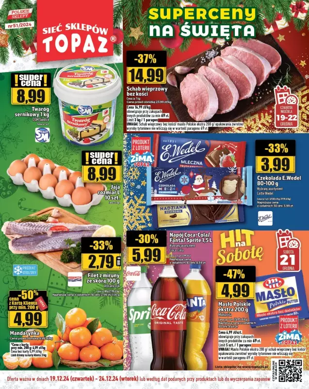 TOPAZ - gazetka promocyjna Gazetka od czwartku 19.12 do wtorku 24.12