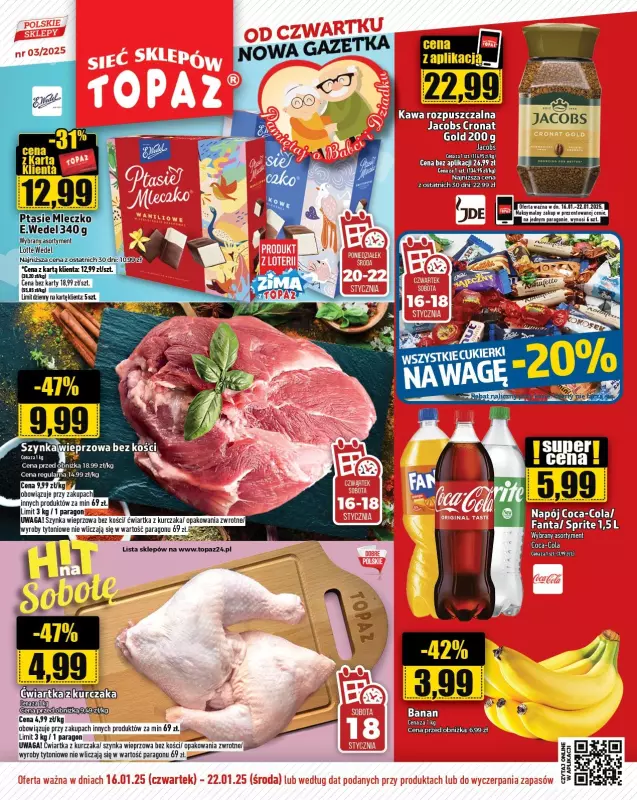 TOPAZ - gazetka promocyjna Gazetka od czwartku 16.01 do środy 22.01