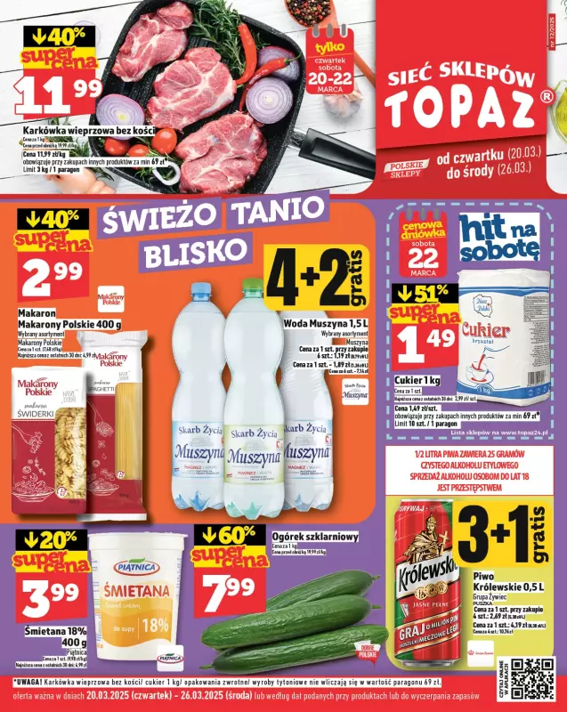 TOPAZ - gazetka promocyjna Gazetka od czwartku 20.03 do środy 26.03