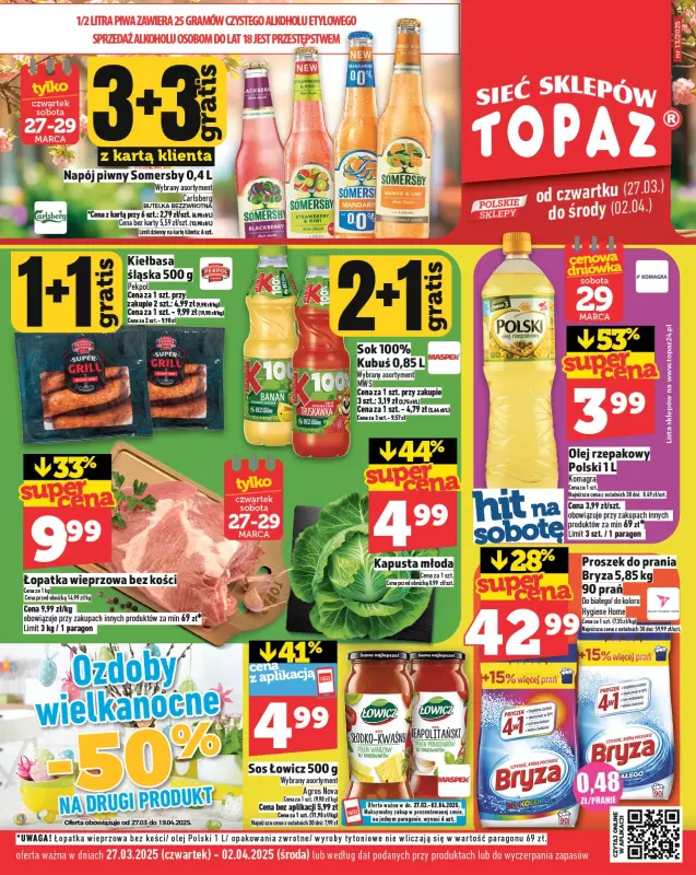 TOPAZ - gazetka promocyjna Gazetka od czwartku 27.03 do środy 02.04