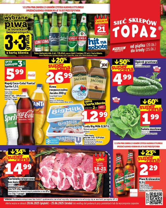 TOPAZ - gazetka promocyjna Gazetka od piątku 20.06 do środy 25.06