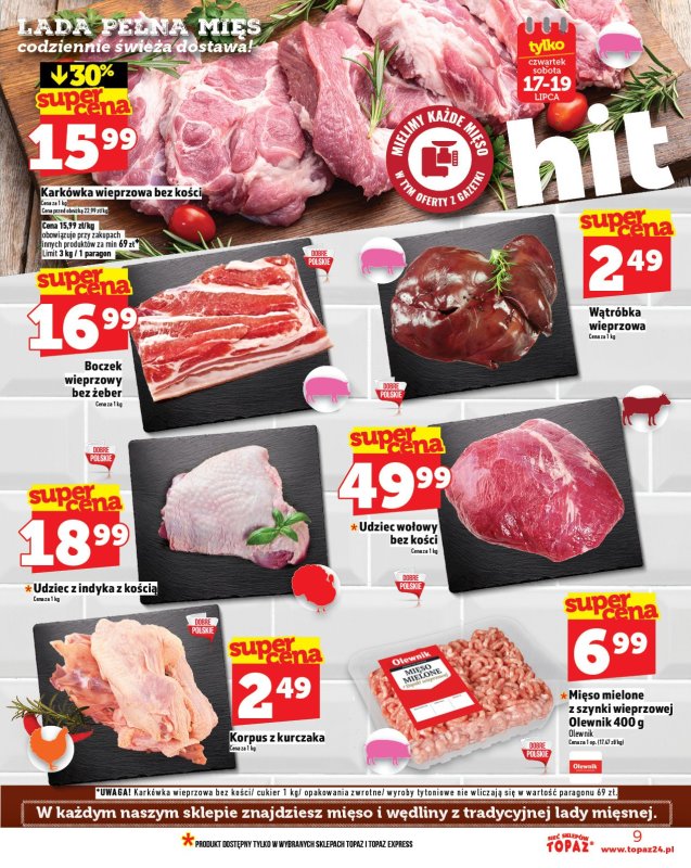 TOPAZ - gazetka promocyjna Gazetka od czwartku 17.07 do środy 23.07 - strona 9