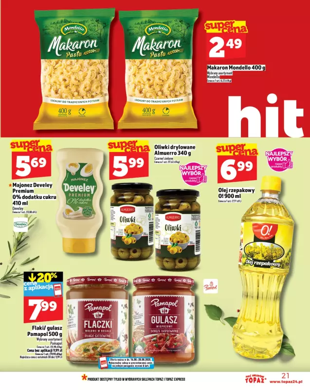 TOPAZ - gazetka promocyjna Gazetka od czwartku 14.08 do środy 20.08 - strona 21