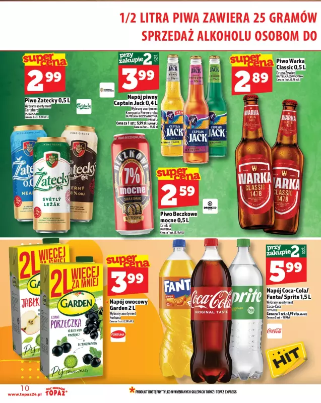 TOPAZ - gazetka promocyjna Gazetka od czwartku 14.08 do środy 20.08 - strona 10