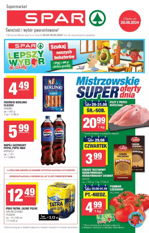 SPAR - gazetka promocyjna Gazetka Spar od środy 28.08 do niedzieli 08.09