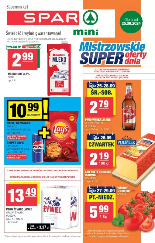 SPAR - gazetka promocyjna Gazetka Spar Mini od środy 25.09 do niedzieli 06.10