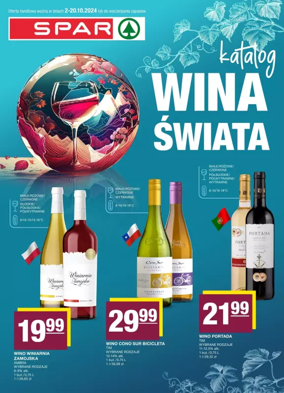 SPAR - gazetka promocyjna Wina świata  do niedzieli 20.10