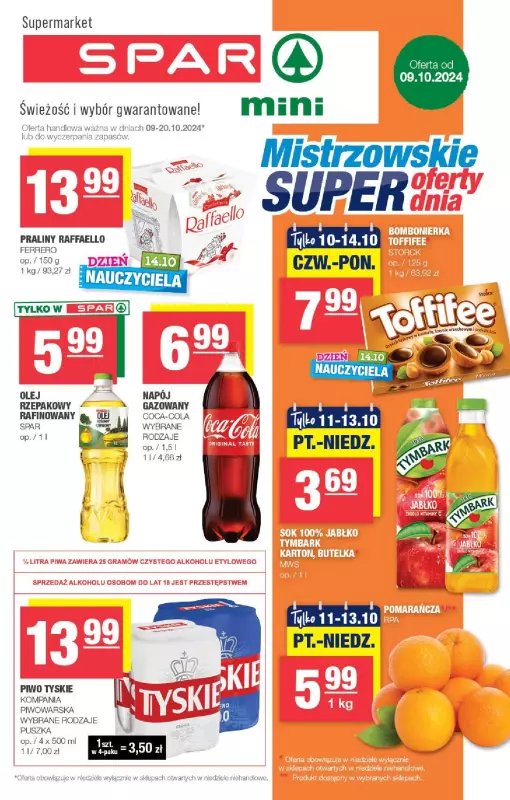 SPAR - gazetka promocyjna Gazetka Spar Mini od środy 09.10 do niedzieli 20.10