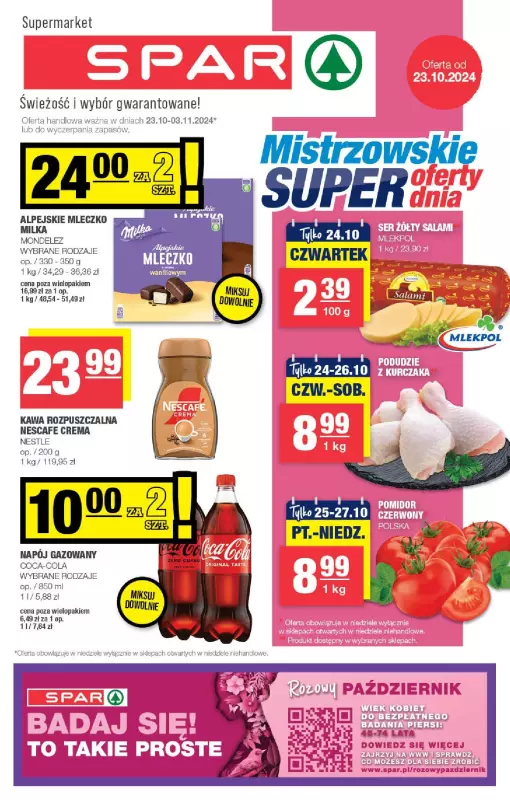 SPAR - gazetka promocyjna Gazetka Spar od środy 23.10 do niedzieli 03.11