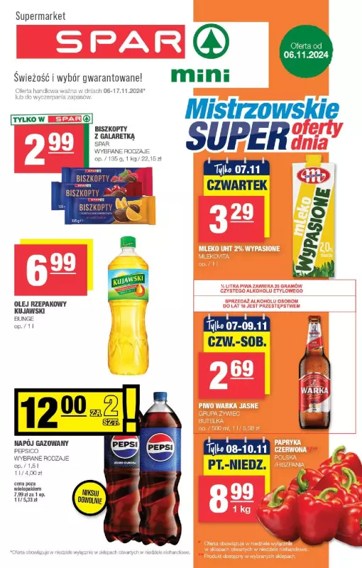 SPAR - gazetka promocyjna Gazetka Spar Mini od środy 06.11 do niedzieli 17.11