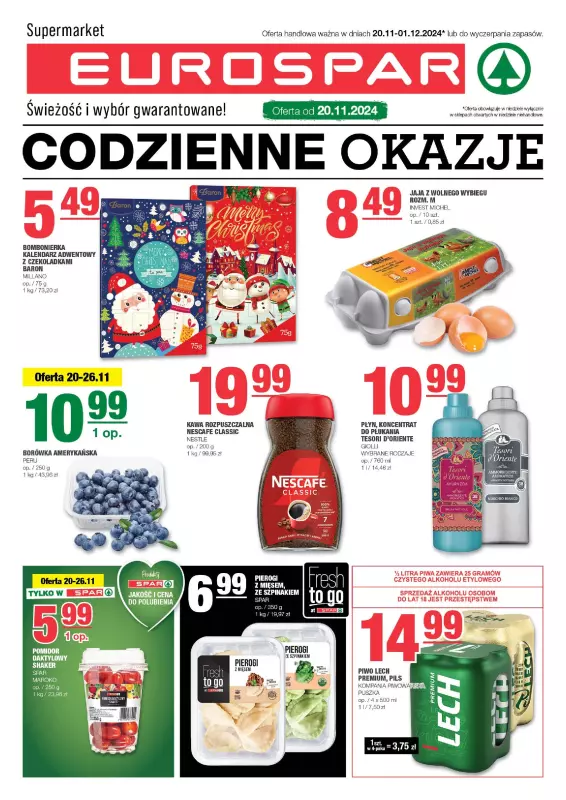 SPAR - gazetka promocyjna Gazetka Eurospar od środy 20.11 do niedzieli 01.12