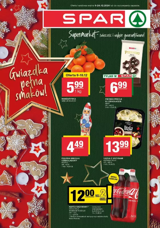 SPAR - gazetka promocyjna Gazetka Spar od poniedziałku 09.12 do wtorku 24.12