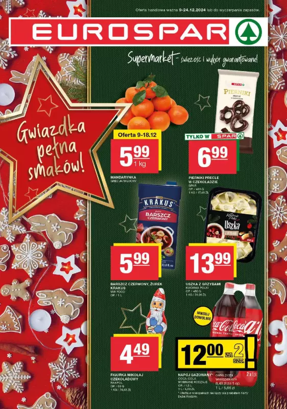 SPAR - gazetka promocyjna Gazetka Eurospar od poniedziałku 09.12 do wtorku 24.12