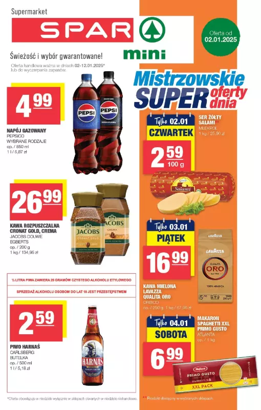 SPAR - gazetka promocyjna Gazetka Spar Mini od czwartku 02.01 do niedzieli 12.01