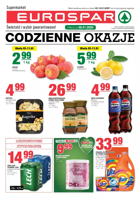 SPAR - gazetka promocyjna Gazetka Eurospar od czwartku 02.01 do niedzieli 12.01