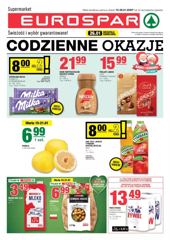 SPAR - gazetka promocyjna Gazetka Eurospar od środy 15.01 do niedzieli 26.01