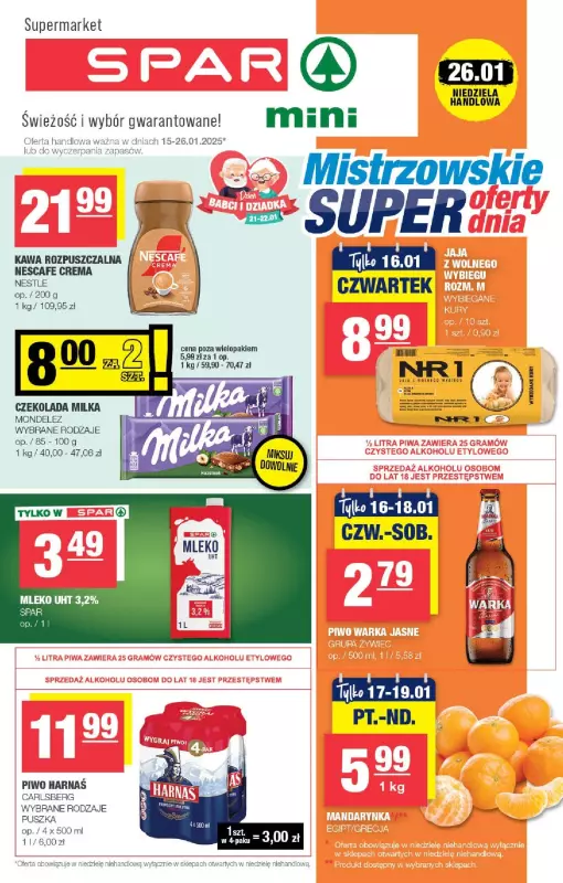 SPAR - gazetka promocyjna Gazetka Spar Mini od środy 15.01 do niedzieli 26.01