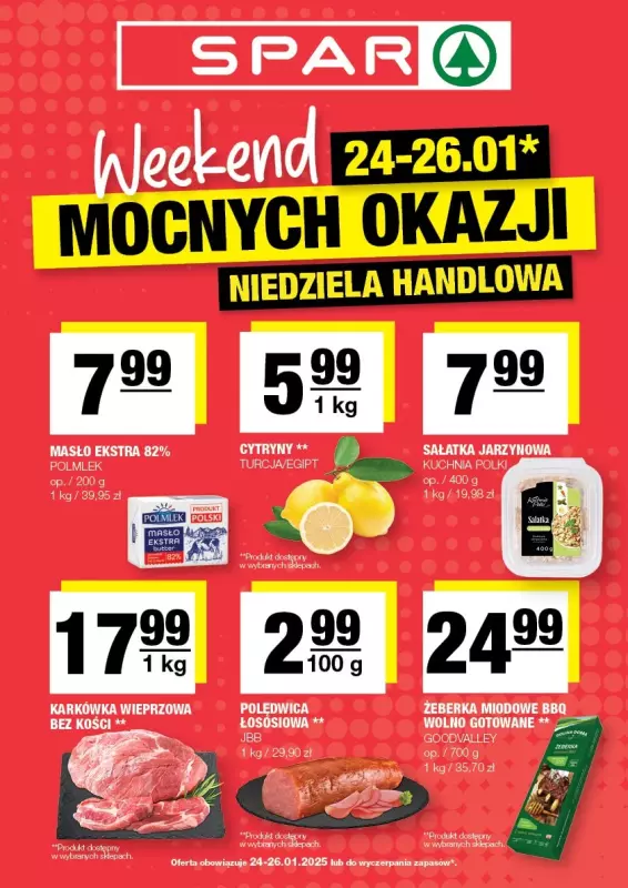 SPAR - gazetka promocyjna Weekend mocnych okazji od piątku 24.01 do niedzieli 26.01