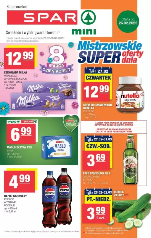 SPAR - gazetka promocyjna Gazetka Spar Mini od środy 26.02 do niedzieli 09.03