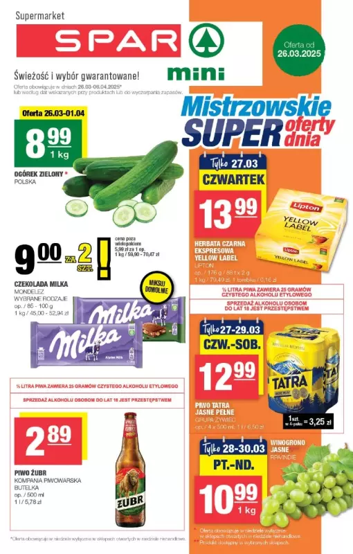 SPAR - gazetka promocyjna Gazetka Spar Mini od środy 26.03 do niedzieli 06.04