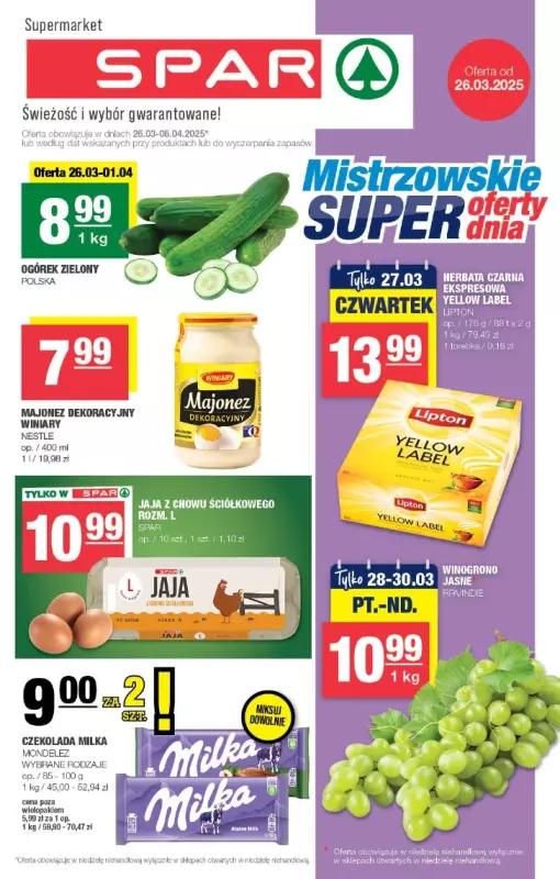 SPAR - gazetka promocyjna Gazetka Spar od środy 26.03 do niedzieli 06.04