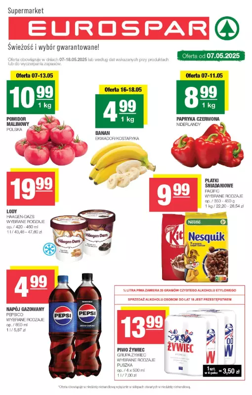SPAR - gazetka promocyjna Gazetka Eurospar od środy 07.05 do niedzieli 18.05
