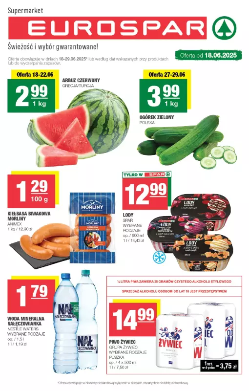 SPAR - gazetka promocyjna Gazetka Eurospar od środy 18.06 do niedzieli 29.06