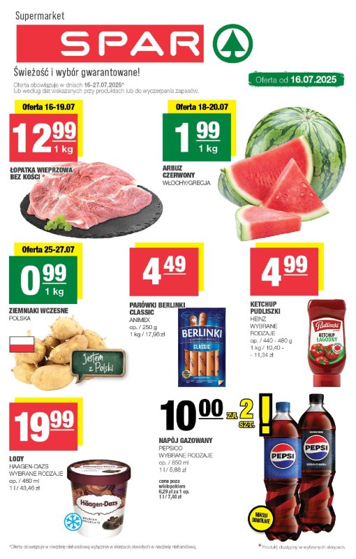 SPAR - gazetka promocyjna Gazetka Spar od środy 16.07 do niedzieli 27.07